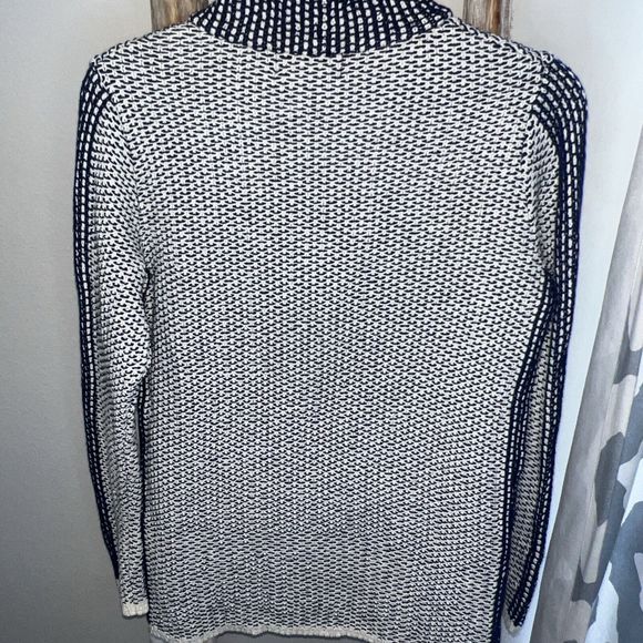 Cotton Country 1/4 Zip Recycled Woven‎ Cotton Sweater From Canada Navy Ivory M - Picture 8 of 10